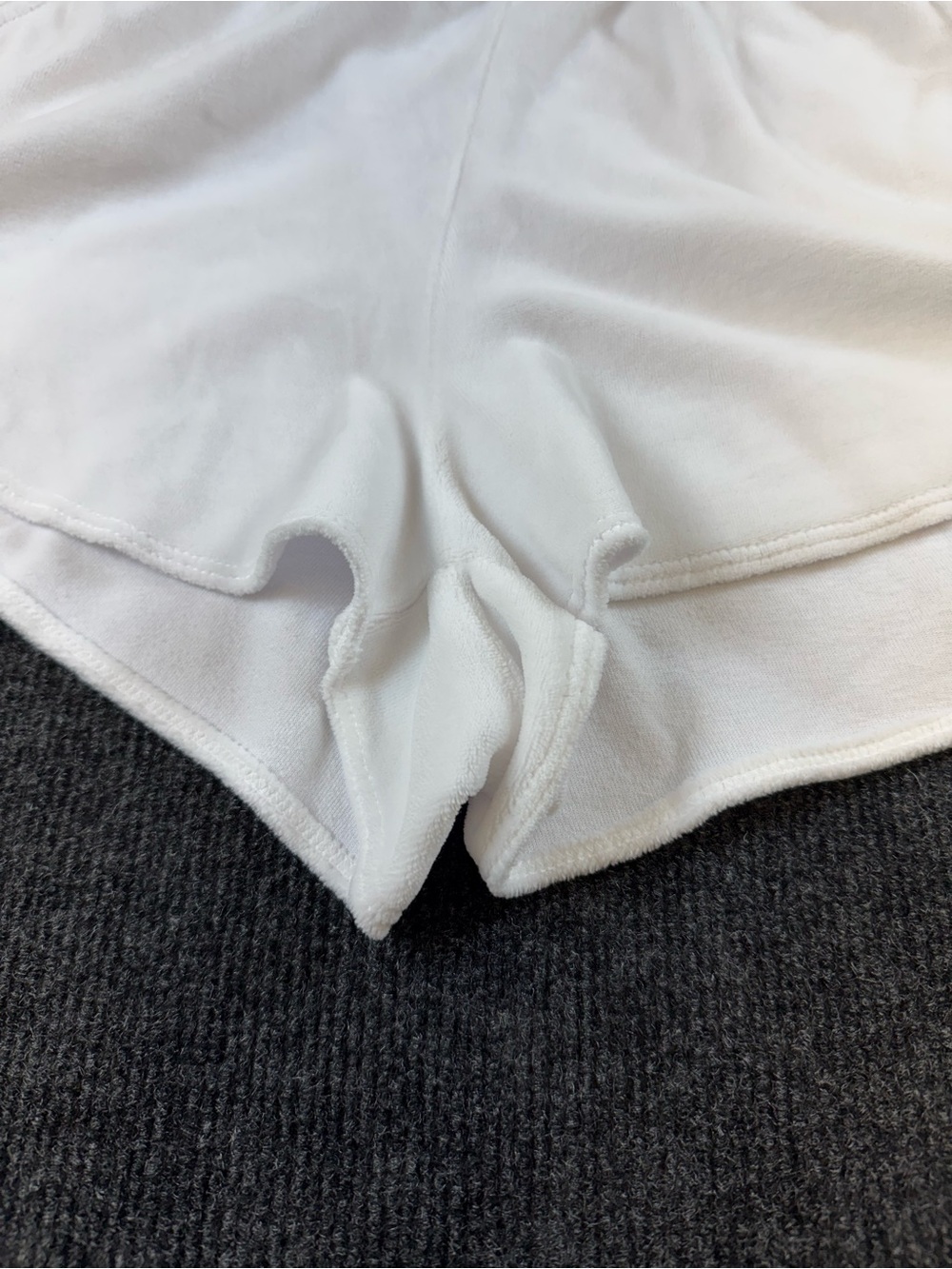 Aviator Nation White Lounge Shorts with Black Rainbow Stripe Waistband - Picture 3 of 7